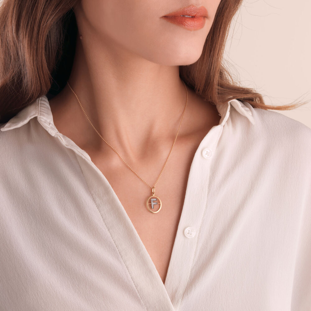 Initials 18ct Yellow Gold Diamond F Necklace | Annoushka jewelley